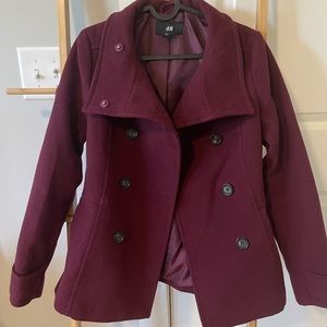 H&M burgundy pea coat